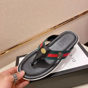 Gucci Tiger Head Embroidered Casual Black Flip-Flops