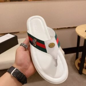 Gucci Tiger Head Webbing Casual White Flip-Flops