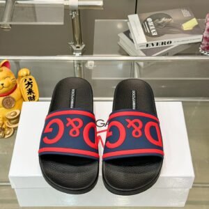 D&G DG Classic Trendy Brand Blue-Red Color-block Slides