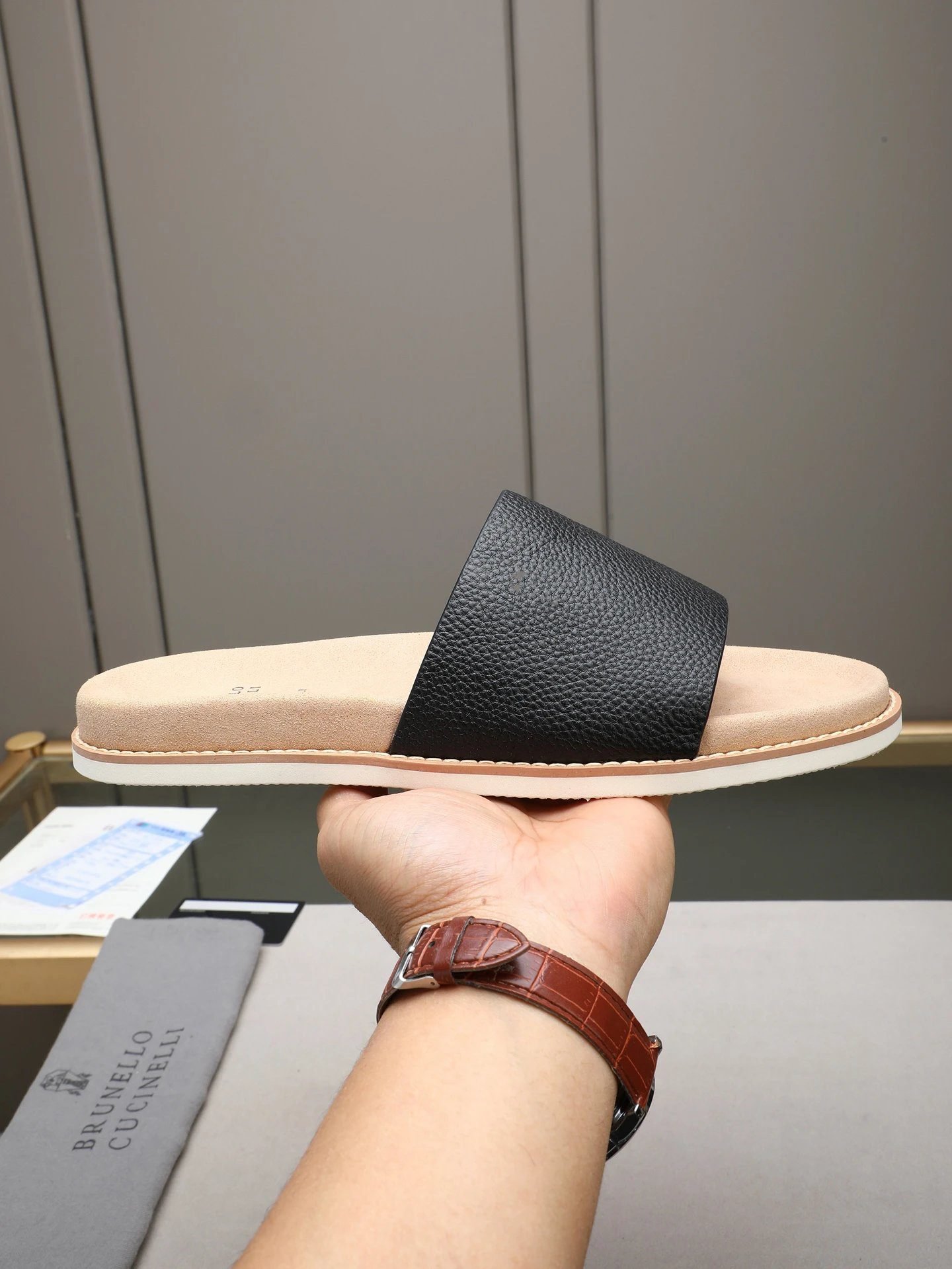 Brunello Cucinelli Casual-style Black Slide Sandals