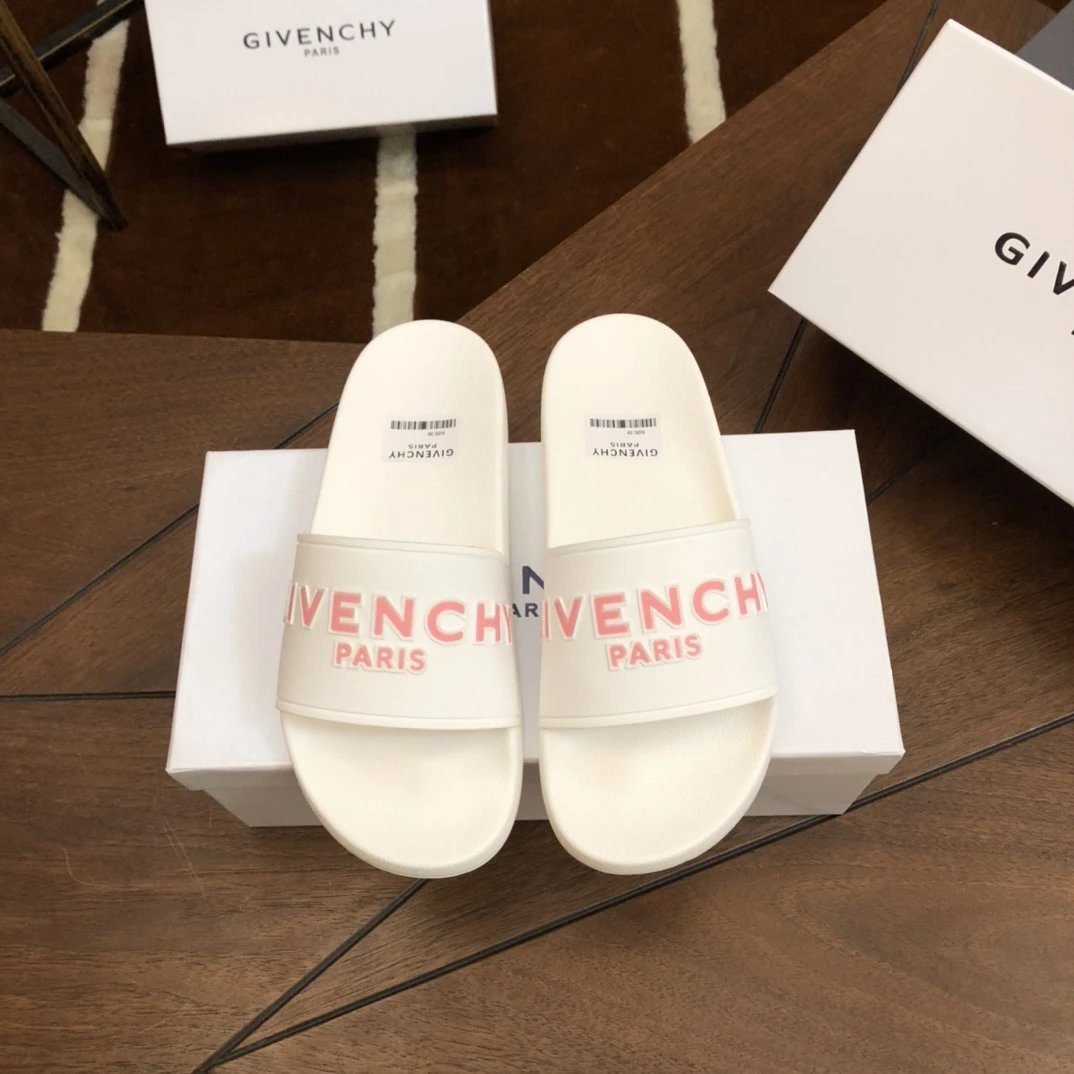 Givenchy Letter Print Casual Style White Slippers