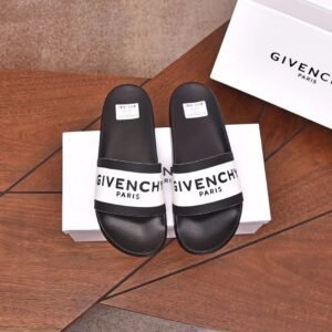 Givenchy Letter Printed Streetwear-style Black and White Slides