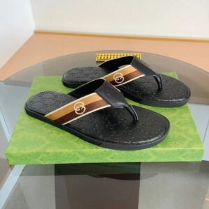 Gucci Double G Series Casual Style Black Flip-Flops