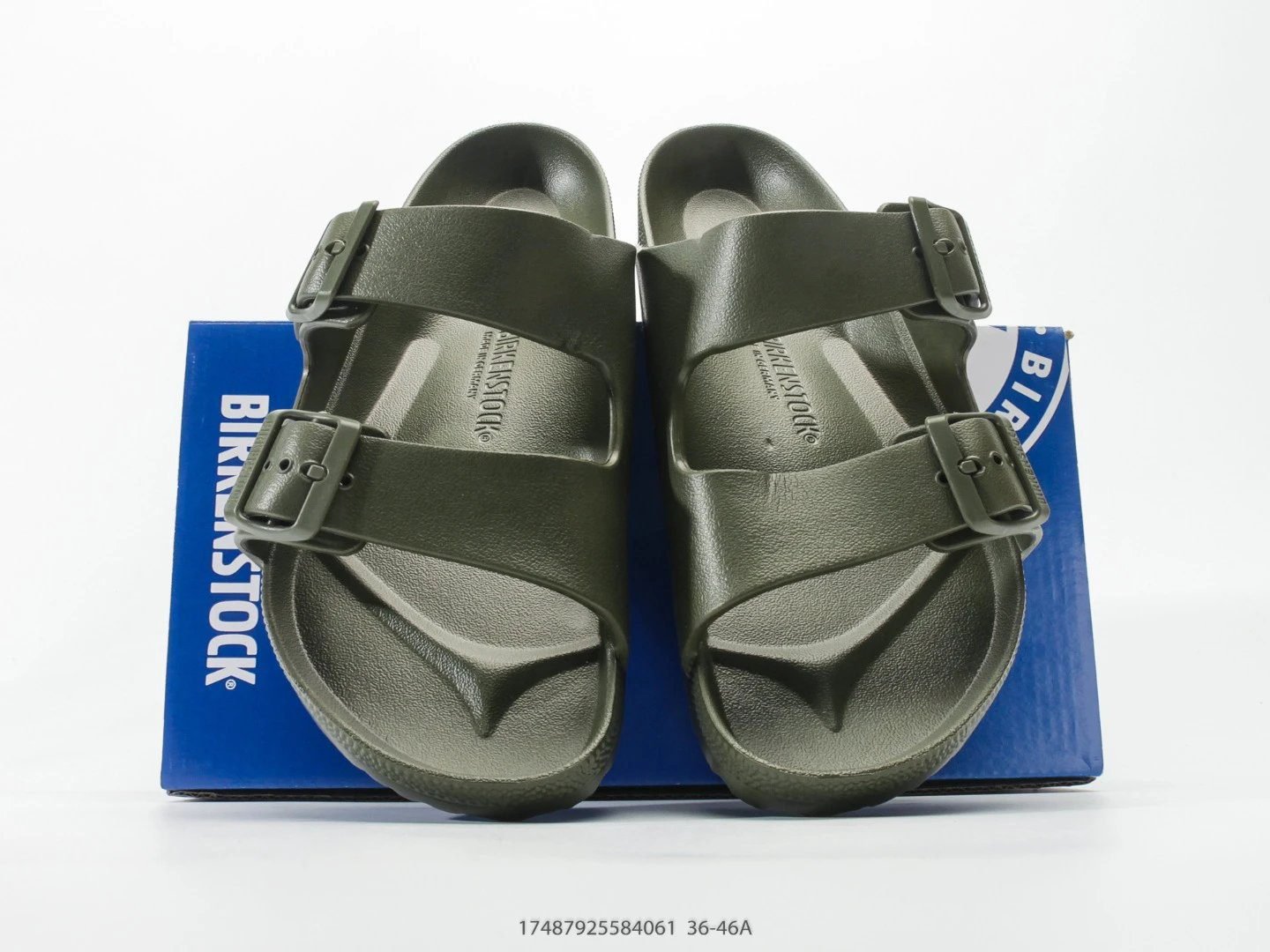 BIRKENSTOCK Double-Strap Casual Military Green Slide Sandals