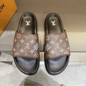 Louis Vuitton Classic Monogram Vintage-style Brown Slide Sandals