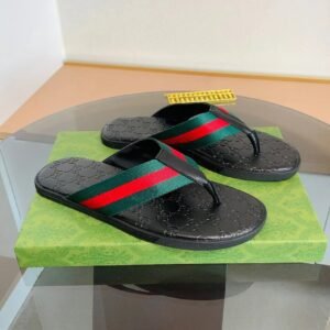 Gucci Classic Webbing Casual Style Black Flip Flops