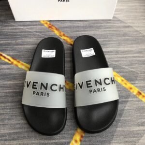 Givenchy Minimalist Letter Black-Grey Spliced Slide Sandals