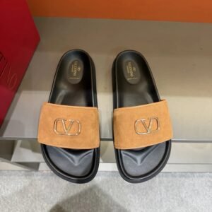Valentino V-logo Affordable Luxury Style Camel Slide Sandals