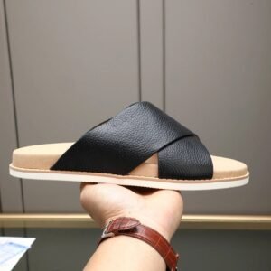 Brunello Cucinelli Casual-style Black Slide Sandals