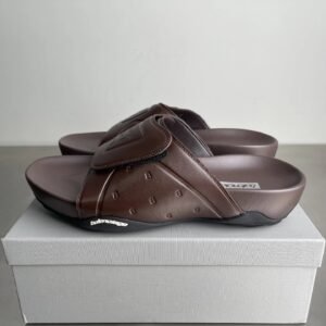Balenciaga Embossed Street-Chic Brown Slippers
