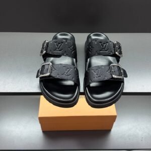 Louis Vuitton Classic Embossed Casual Style Black Slides