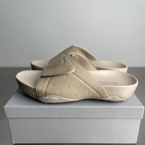 Balenciaga Embossed Luxury Street Style Khaki Slides