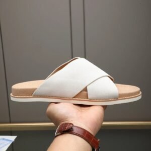 Brunello Cucinelli Minimalist Casual Beige Slide Sandals