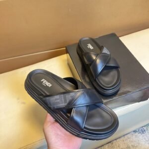 Fendi FF Monogram Casual Black Slides