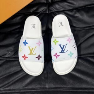 Louis Vuitton Multicolor Monogram Trendy White Slides