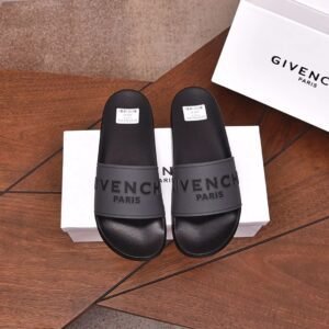 Givenchy Embossed Logo Minimalist Style Black Slide Sandals