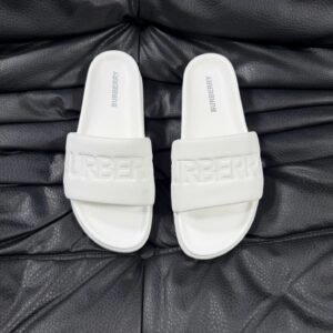 Burberry Embossed Minimalist Style White Slides