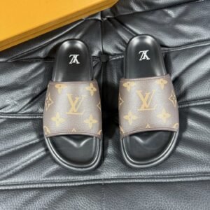 Louis Vuitton Monogram Light Luxury Style Brown Slides