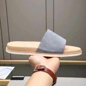 Brunello Cucinelli Minimalist Casual Grey Slide Sandals