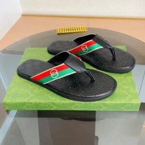 Gucci Double G Classic Casual Style Black Flip Flops