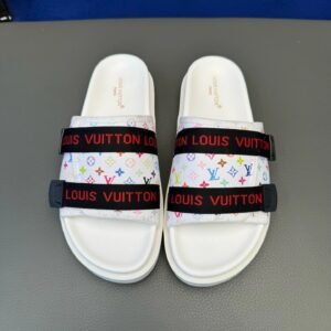 Louis Vuitton Multicolore Monogram Trendy White Slide Sandals