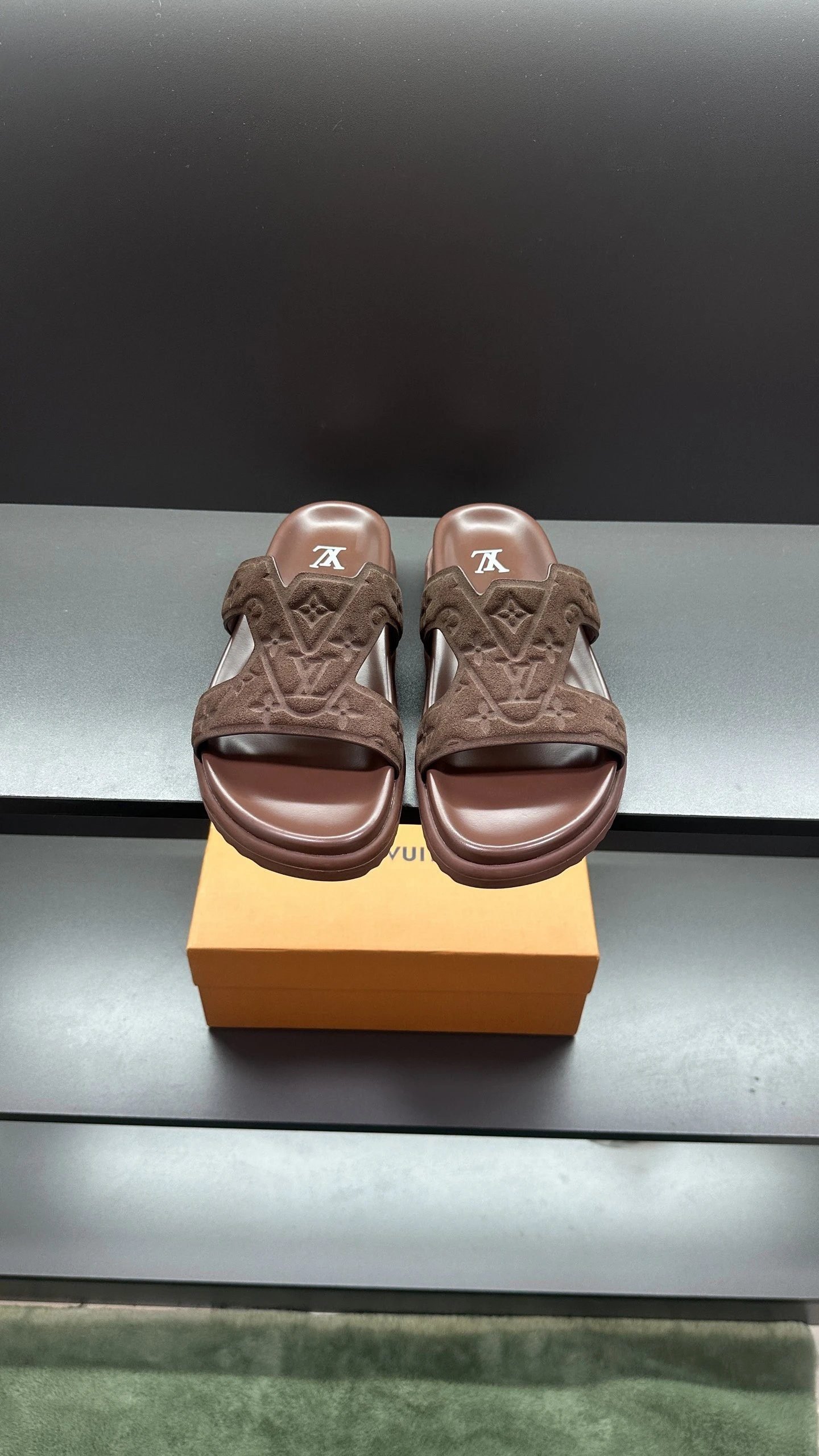 Louis Vuitton Classic Monogram Light Luxury Style Brown Slippers