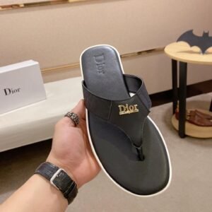 Dior Light Luxury Casual Style Black Flip-Flops