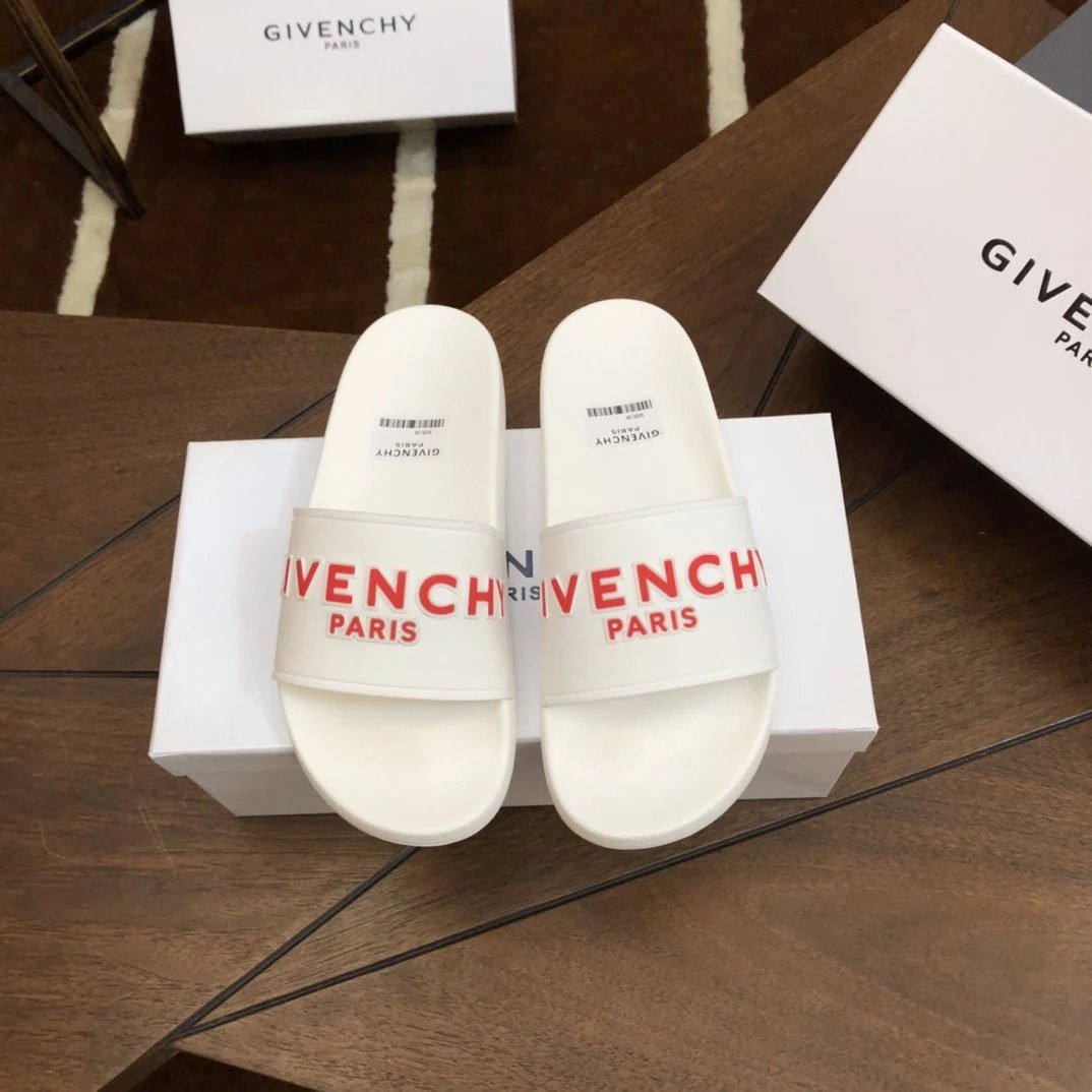 Givenchy Alphabet Collection Trendy Style White Slide Sandals