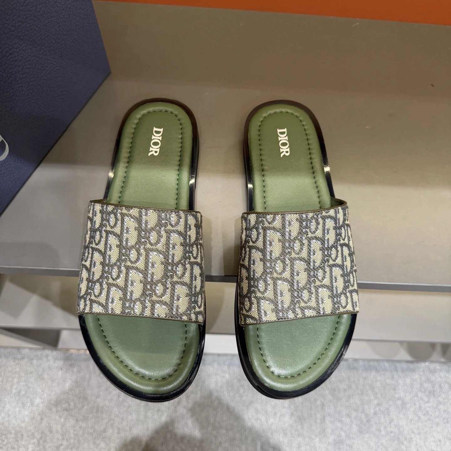 Dior Vintage Monogram Green Slides