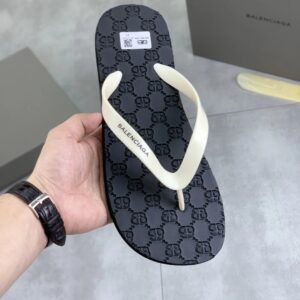 Balenciaga Double B Light Luxury Black-White Patchwork Flip-Flops