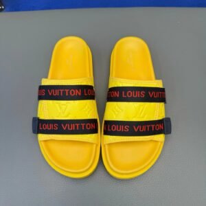 Louis Vuitton Classic Monogram Trendy Yellow Slide Sandals