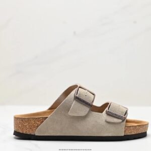 BIRKENSTOCK Double-Buckle Casual Sand-colored Slide Slippers