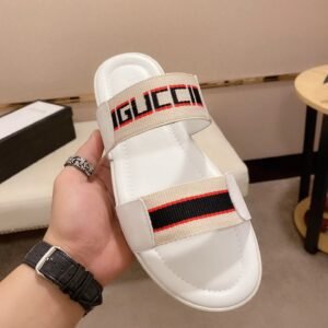 Gucci Webbing Casual-Style White Slides