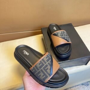 Fendi FF Monogram Vintage Style Color-block Slides