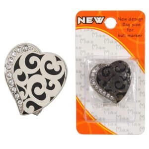 Black and White Rhinestone Golf Ball Marker Clip