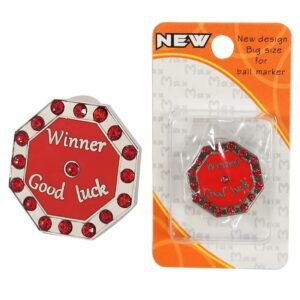 Red Rhinestone Golf Ball Marker Clip