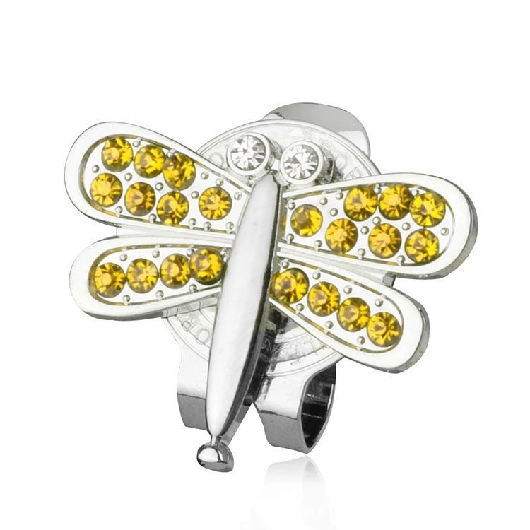 Gold Rhinestone Golf Ball Marker Clip