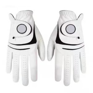 White Golf Glove with Black Circle Accent #24
