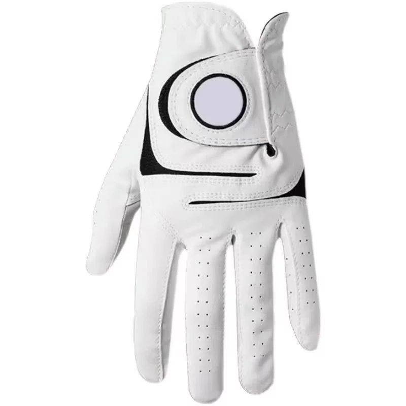White Golf Glove with Black Circle Accent #22