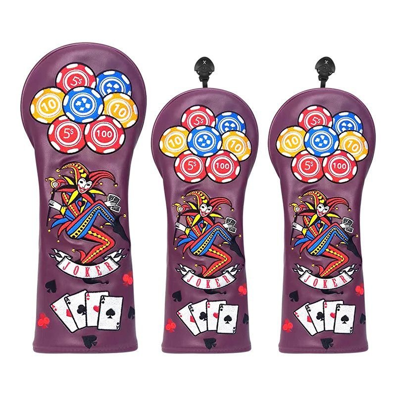 Purple Poker Theme Golf Club Headcover Set