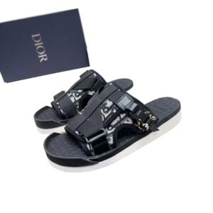 Dior Monogram Casual Style Black and White Slides