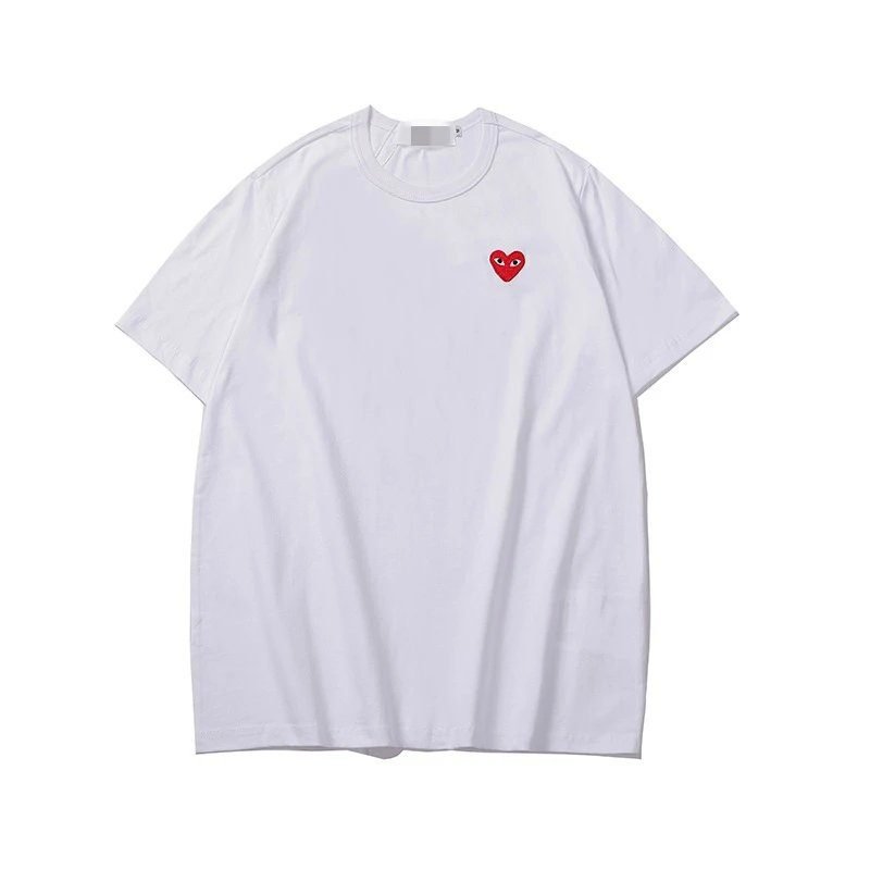 Comme des Garcons PLAY 2020-27 White Style 2027 Heart Logo T-Shirt Travel Styling