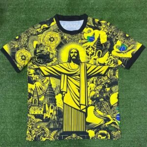 Real Madrid Black Yellow Dragon Soccer Jersey Casual Layering