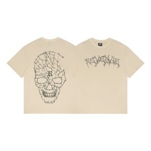Revenge Beige Skull Graphic T-Shirt Bold Graphic