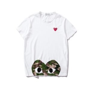 Comme des Garcons PLAY 2021-49 Green Style 2149 Heart Logo T-Shirt Casual Layering