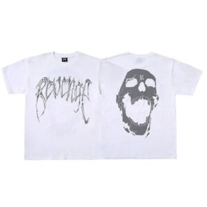Revenge White Skull Graphic T-Shirt Daily Styling