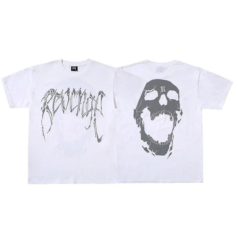 Revenge White Skull Graphic T-Shirt Daily Styling
