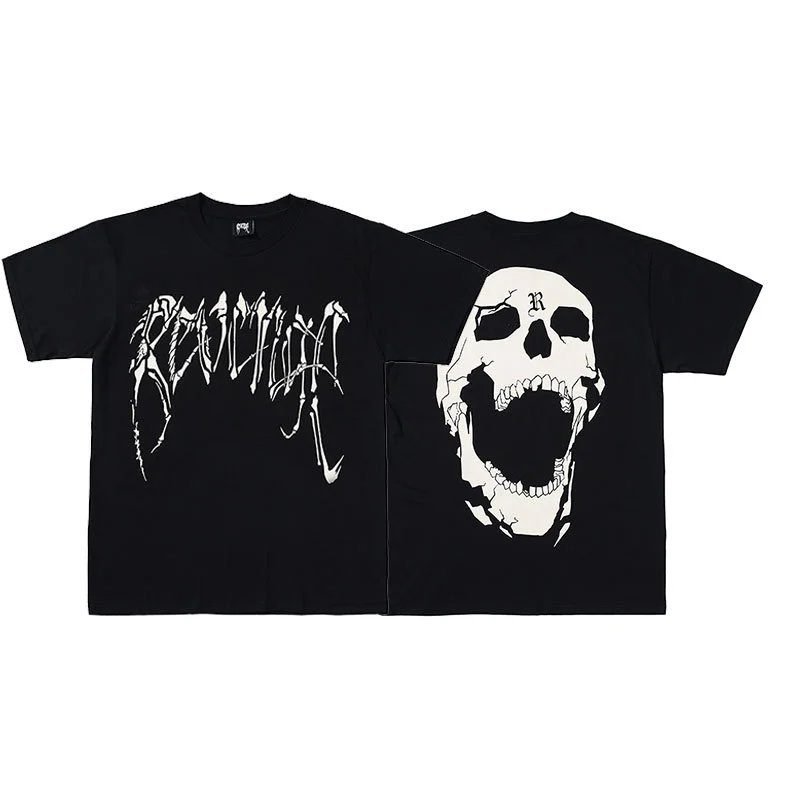 Revenge Black Skull Graphic T-Shirt Travel Styling