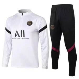 Paris Saint-Germain 2020-21 Sleeve-Print Detail White Training Tracksuit Set Casual Layering
