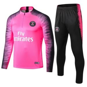 Paris Saint-Germain 2018-19 Sleeve-Print Detail Pink Training Tracksuit Set Weekend Wear